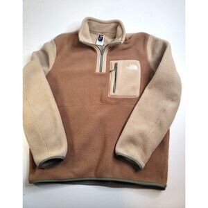 The North Face Fleece Pullover 1/4 Zip Brown Tan Sage Mens L Earth Tone Circular